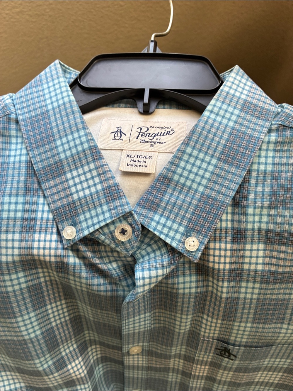 Original Penguin Short-Sleeve Plaid Button-Down Shirt - Blue & White